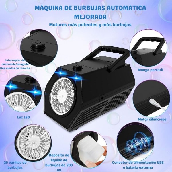 MAQUINA DE BURBUJAS PORTATIL RECARGABLE
