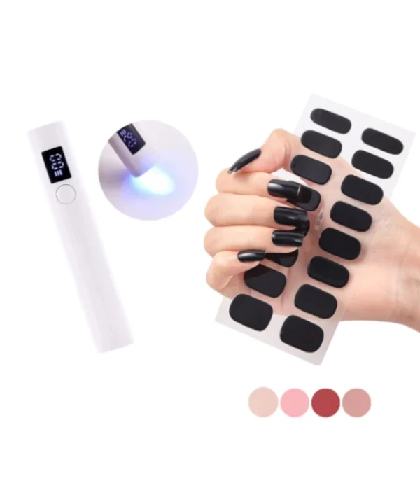 Kit Uñas Stickers x12 + Lampara UV - TZ