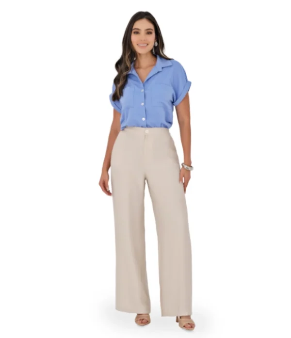 Blusa Azul Hortensia En Poliester