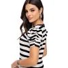 Blusa Rayada En Piel De Durazno