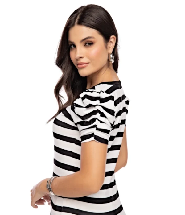 Blusa Rayada En Piel De Durazno
