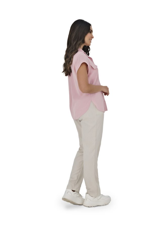 Blusa Rosa - Negra En Rayon Nylon