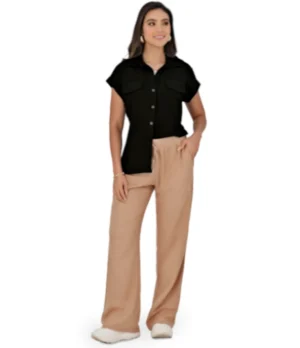 Blusa Rosa - Negra En Rayon Nylon