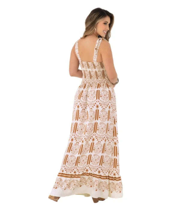VESTIDO CAFÉ EN RAYON NYLON