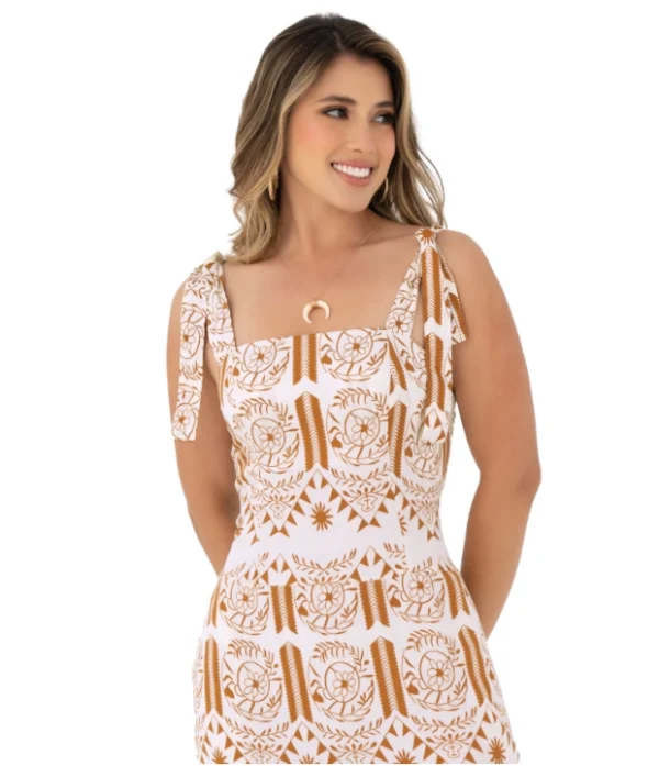 VESTIDO CAFÉ EN RAYON NYLON