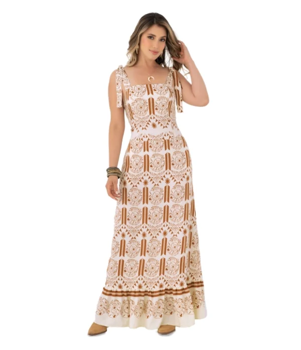 VESTIDO CAFÉ EN RAYON NYLON