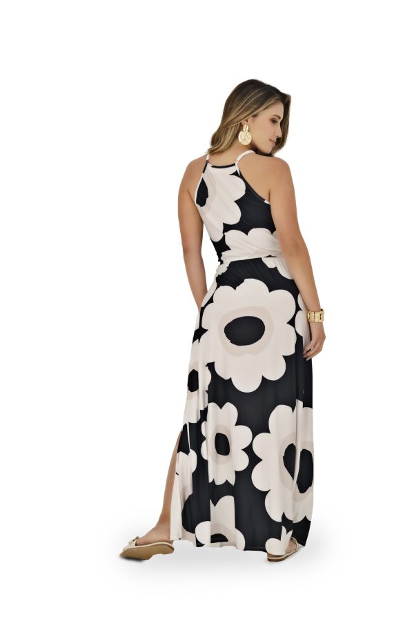 Vestido En Piel De Durazno Blanco Negro