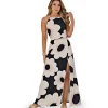 Vestido En Piel De Durazno Blanco Negro