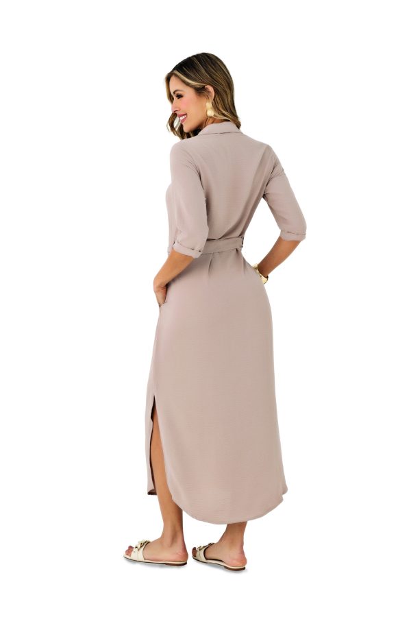 VESTIDO CAQUI EN POLIESTER