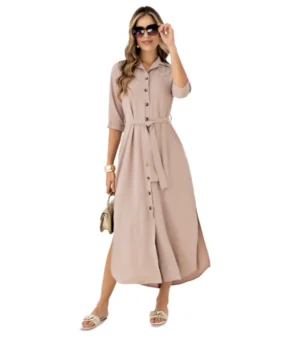 VESTIDO CAQUI EN POLIESTER
