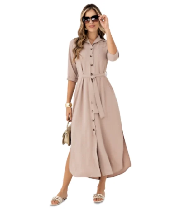 VESTIDO CAQUI EN POLIESTER