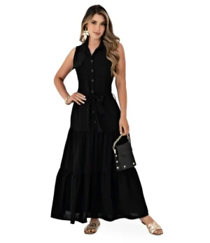 VESTIDO EN POLIESTER CORRUGADO